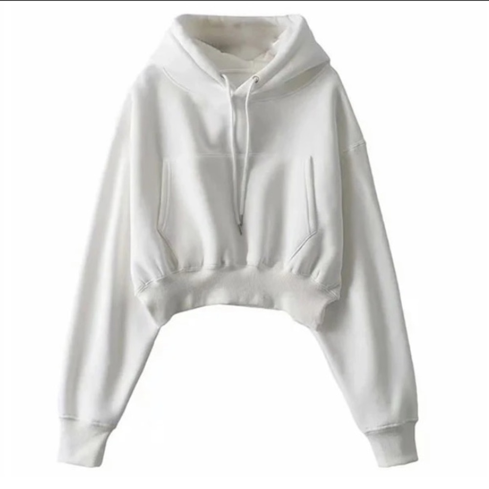 White cropped hoodie